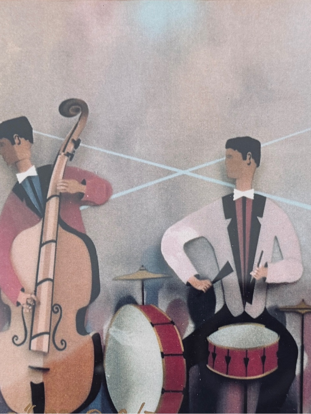Vintage Mixed Media Original  Artwork “The Jazz Club”